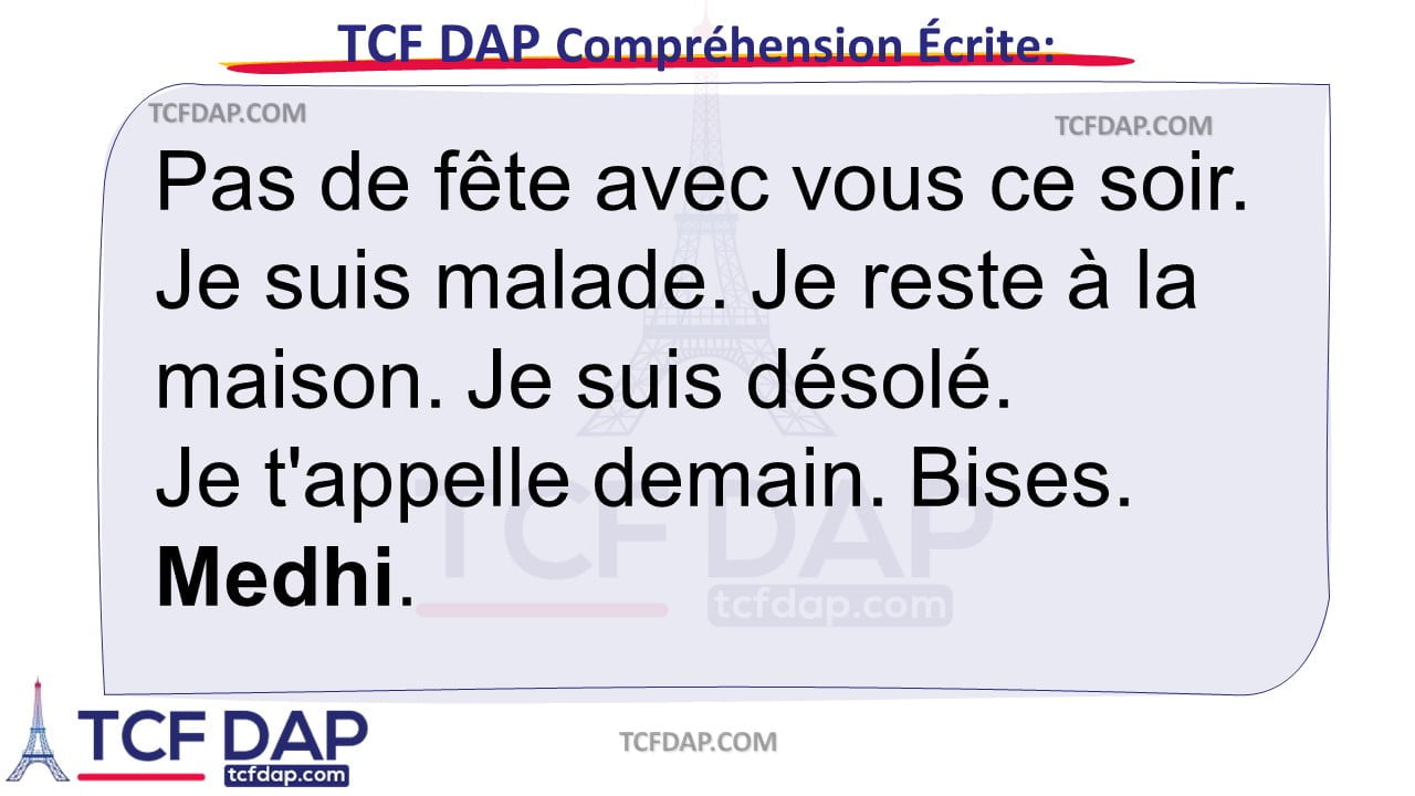TCF DAP Compréhension Écrite