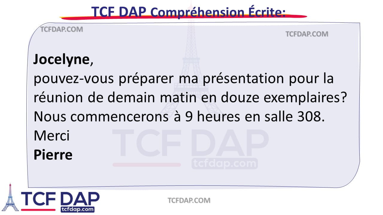 TCF DAP Compréhension Écrite