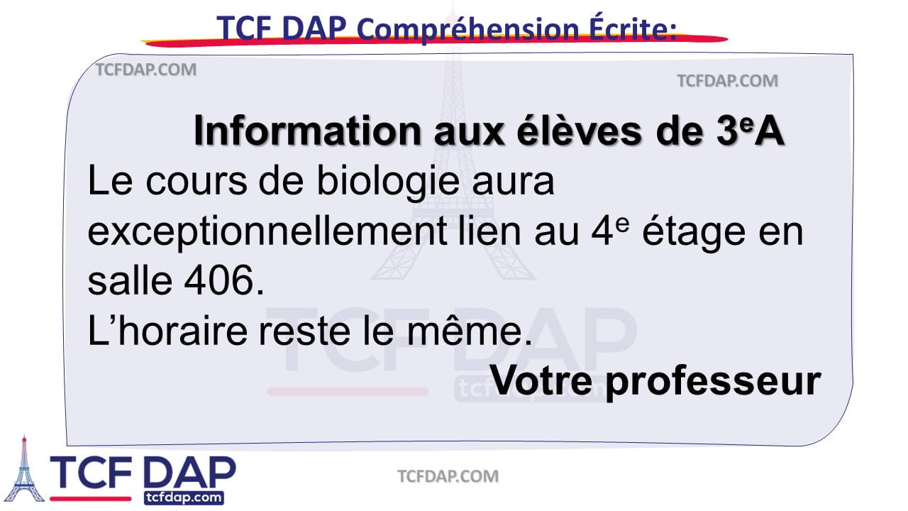 TCF DAP Compréhension Écrite