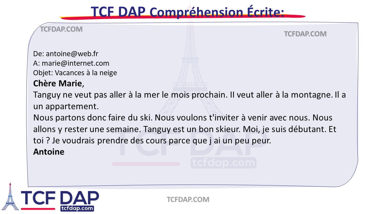 TCF DAP Compréhension Écrite