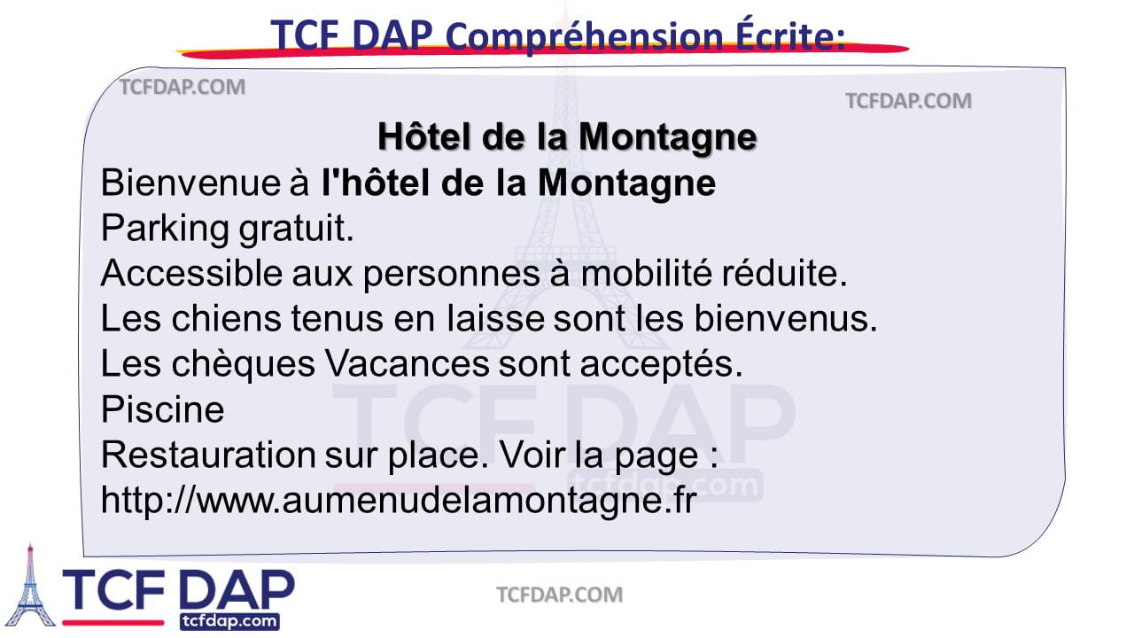 TCF DAP Compréhension Écrite