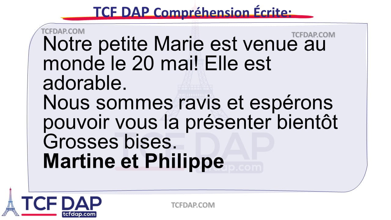 TCF DAP Compréhension Écrite