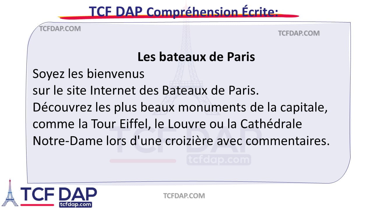 TCF DAP Compréhension Écrite