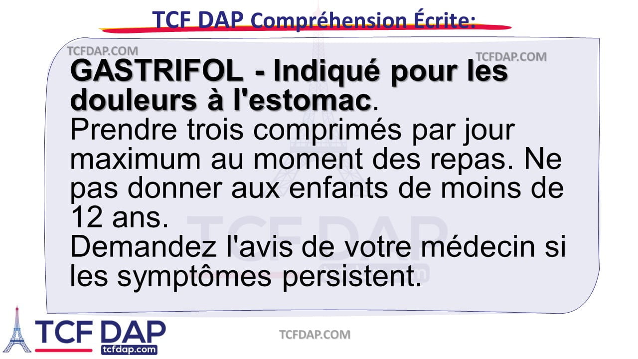 TCF DAP Compréhension Écrite