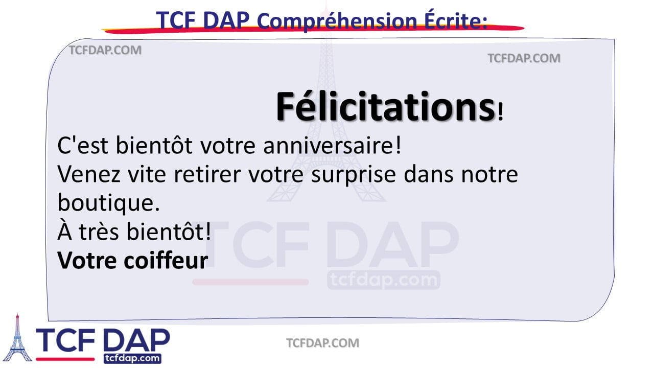 TCF DAP Compréhension Écrite