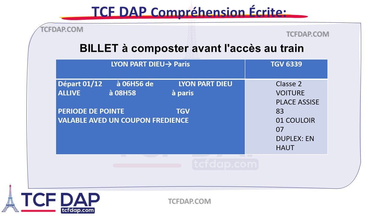 TCF DAP Compréhension Écrite