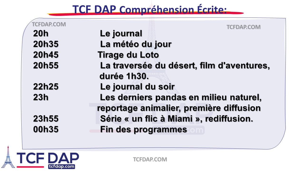 TCF DAP Compréhension Écrite