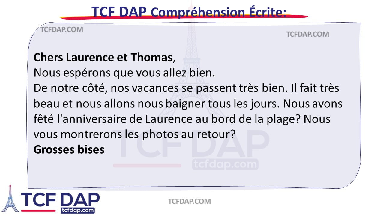 TCF DAP Compréhension Écrite