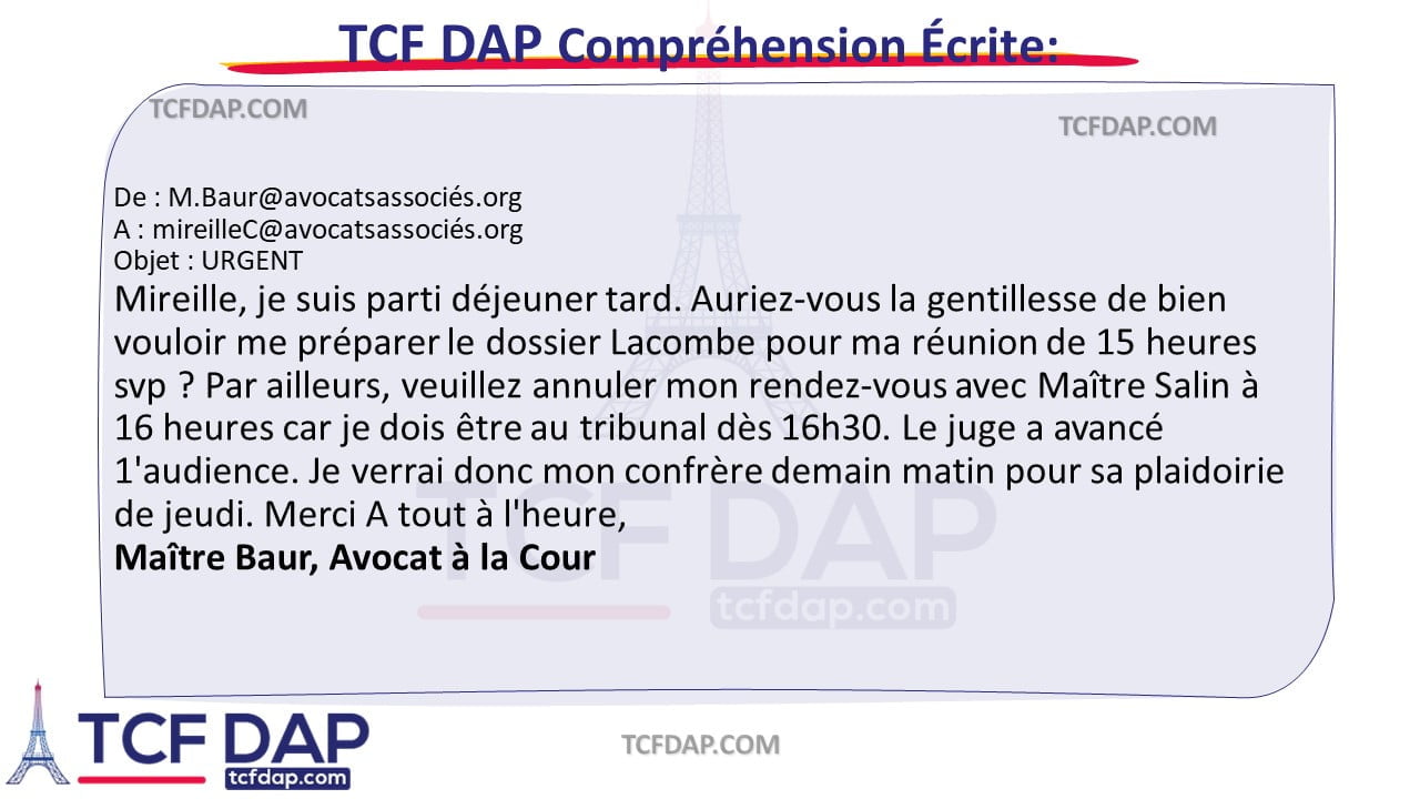 TCF DAP Compréhension Écrite