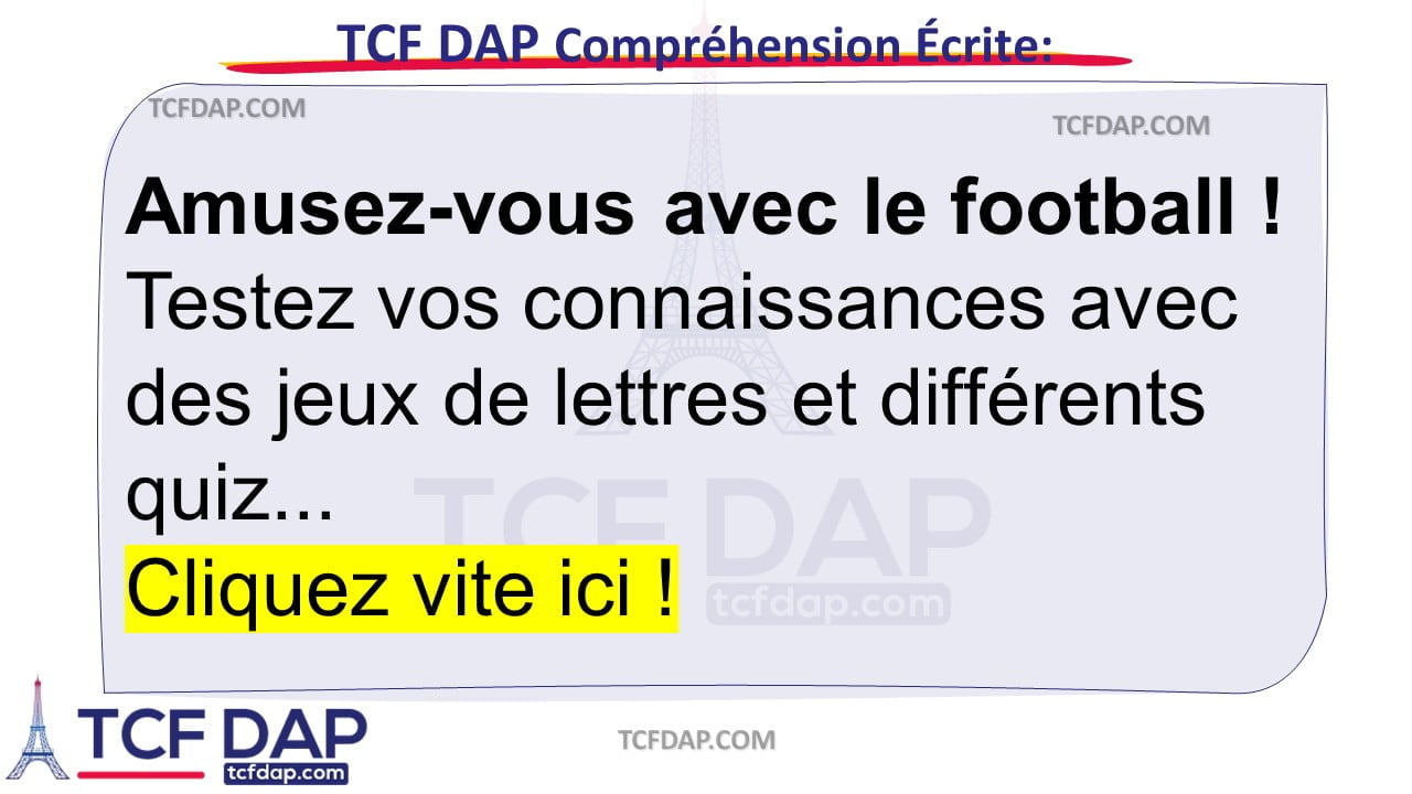 TCF DAP Compréhension Écrite