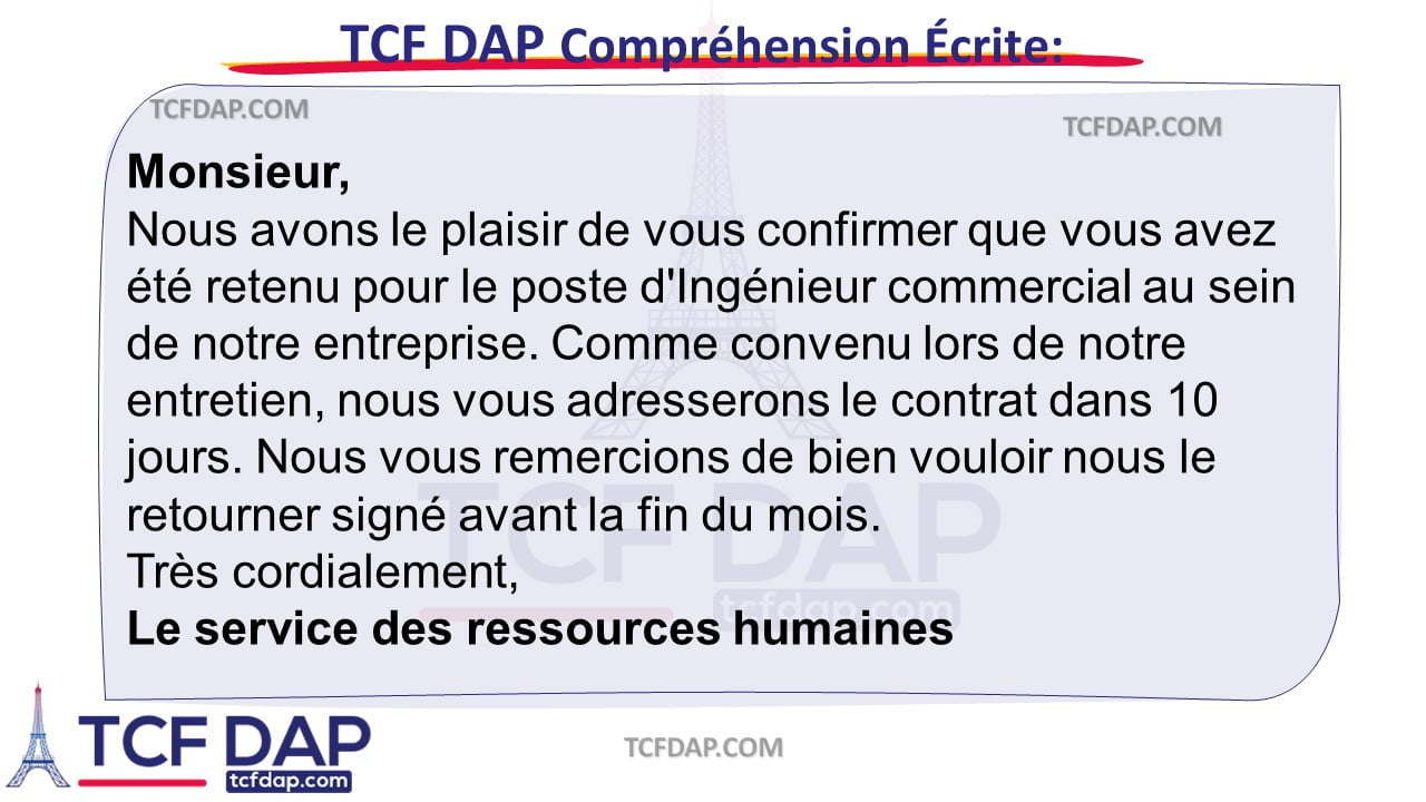 TCF DAP Compréhension Écrite