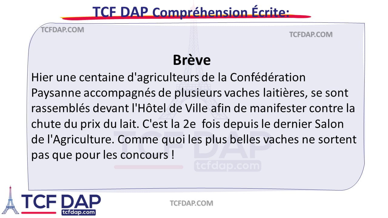 TCF DAP Compréhension Écrite