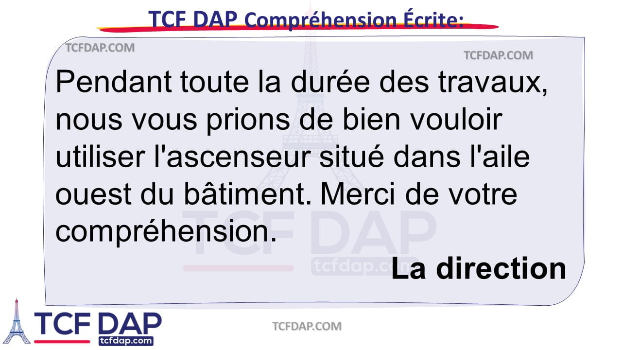 TCF DAP Compréhension Écrite