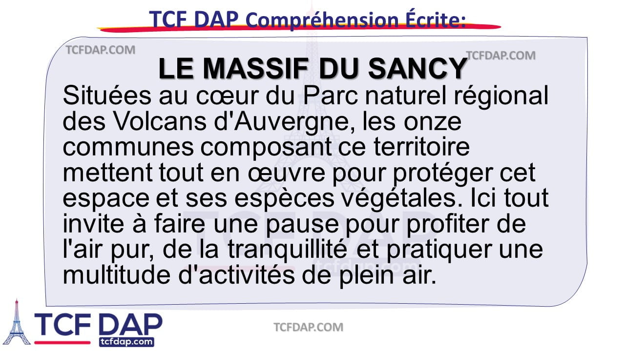 TCF DAP Compréhension Écrite