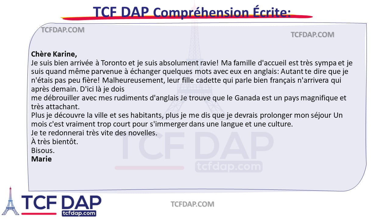 TCF DAP Compréhension Écrite