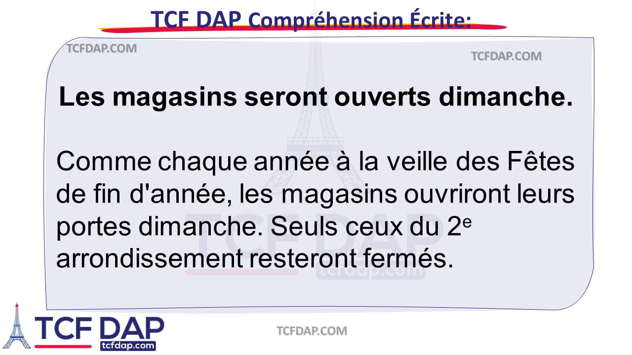 TCF DAP Compréhension Écrite