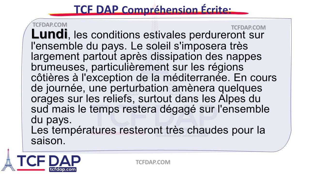 TCF DAP Compréhension Écrite