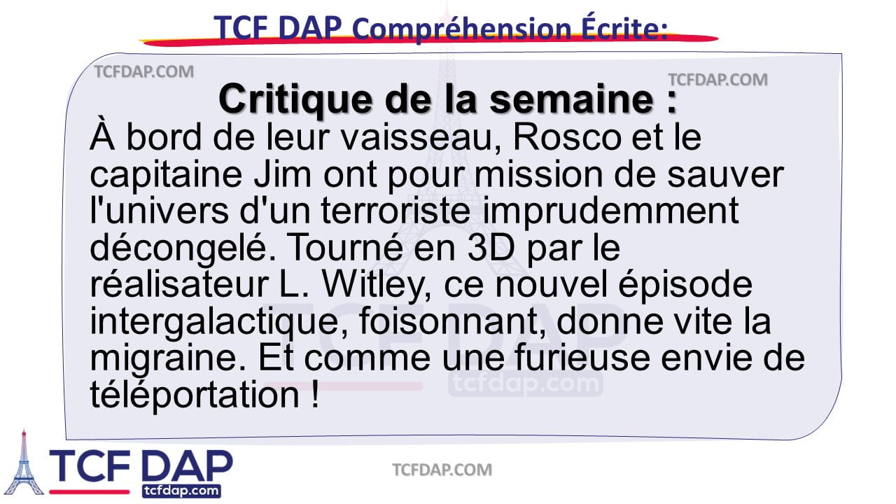 TCF DAP Compréhension Écrite