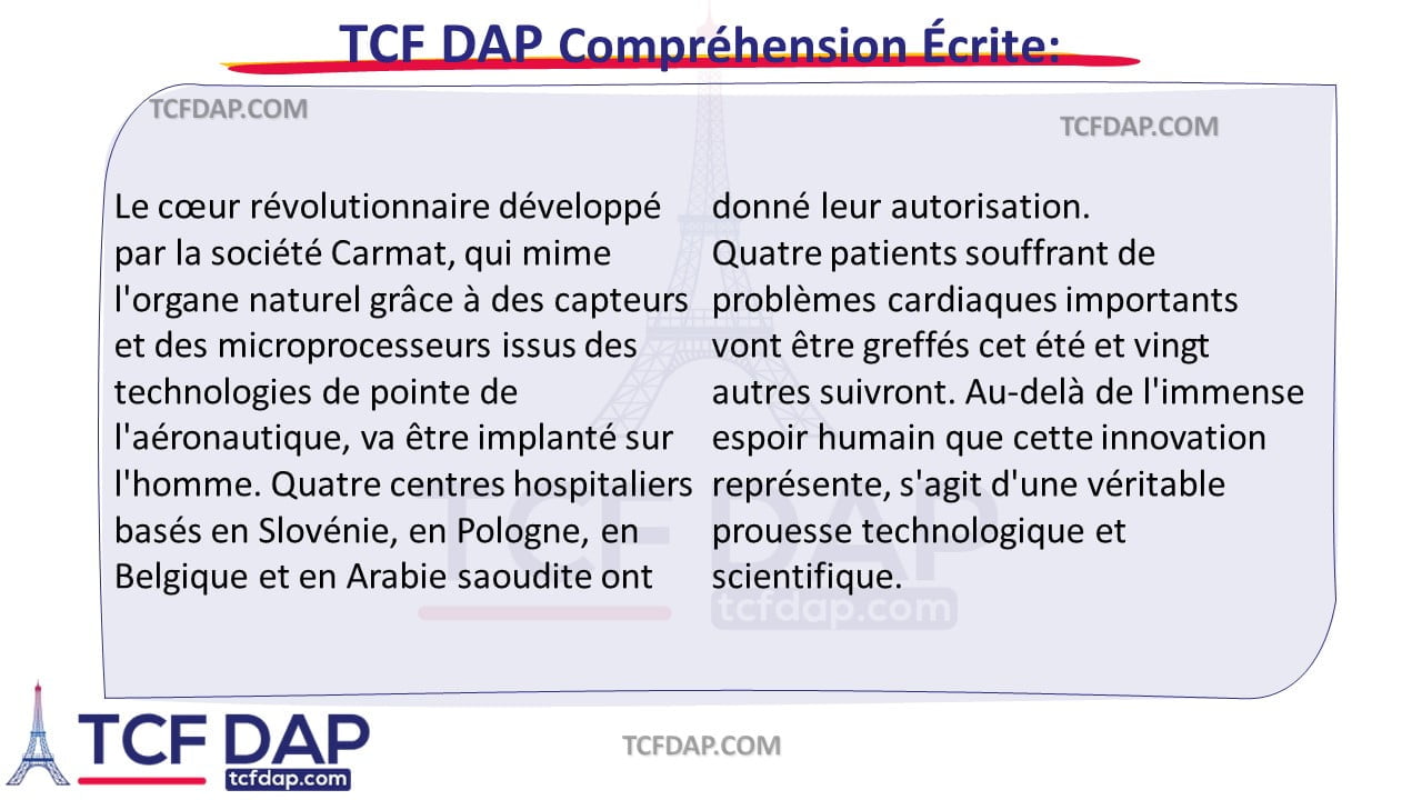 TCF DAP Compréhension Écrite