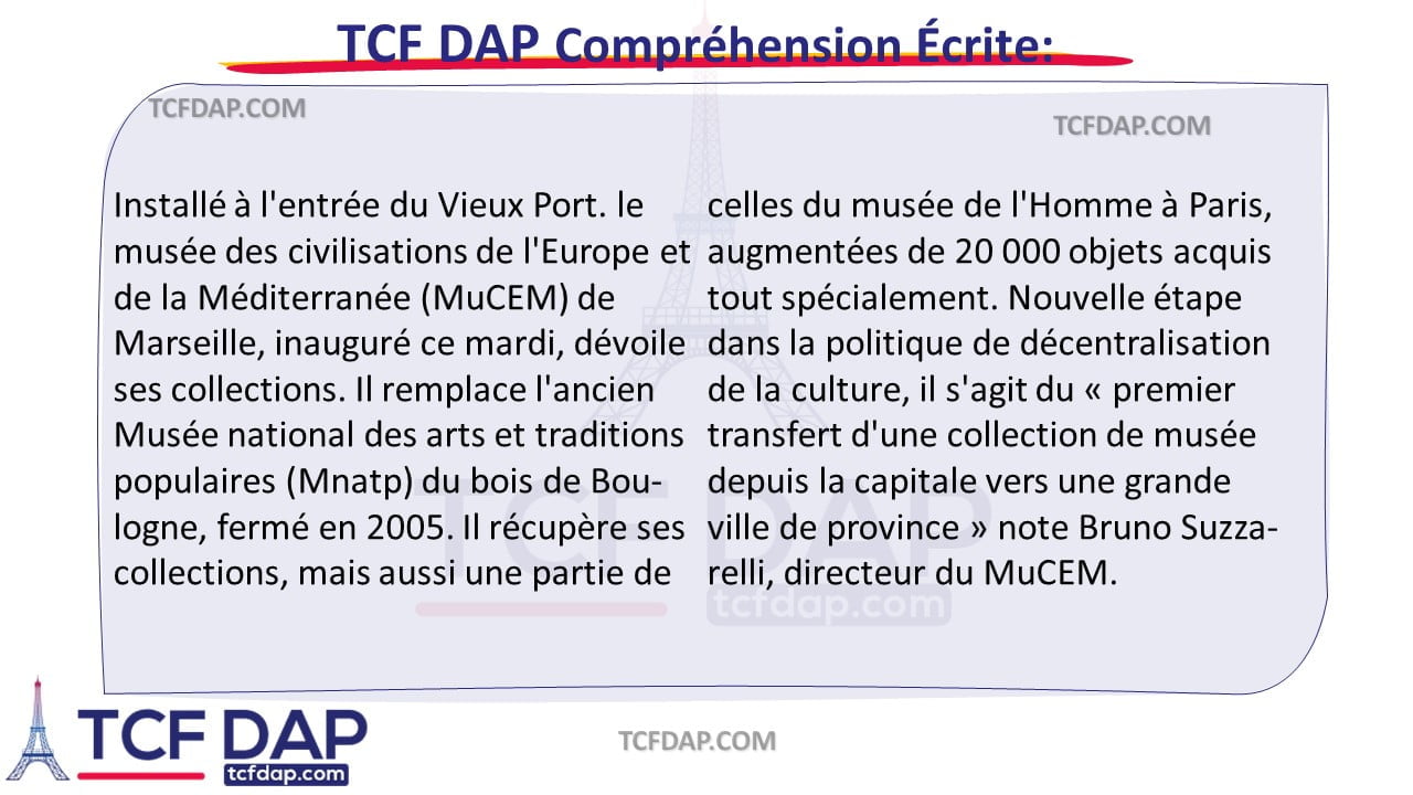 TCF DAP Compréhension Écrite
