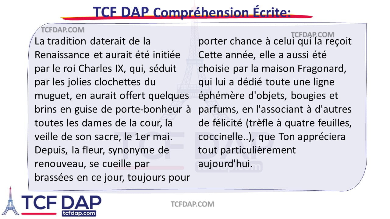 TCF DAP Compréhension Écrite