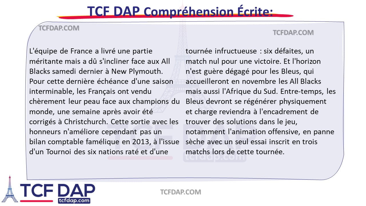 TCF DAP Compréhension Écrite