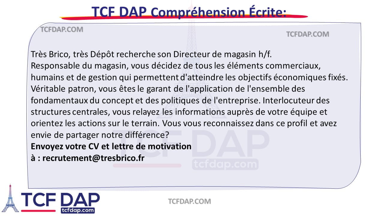 TCF DAP Compréhension Écrite