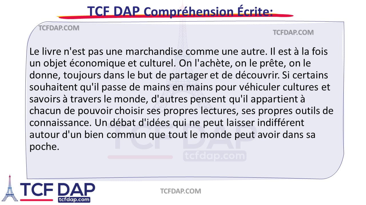 TCF DAP Compréhension Écrite