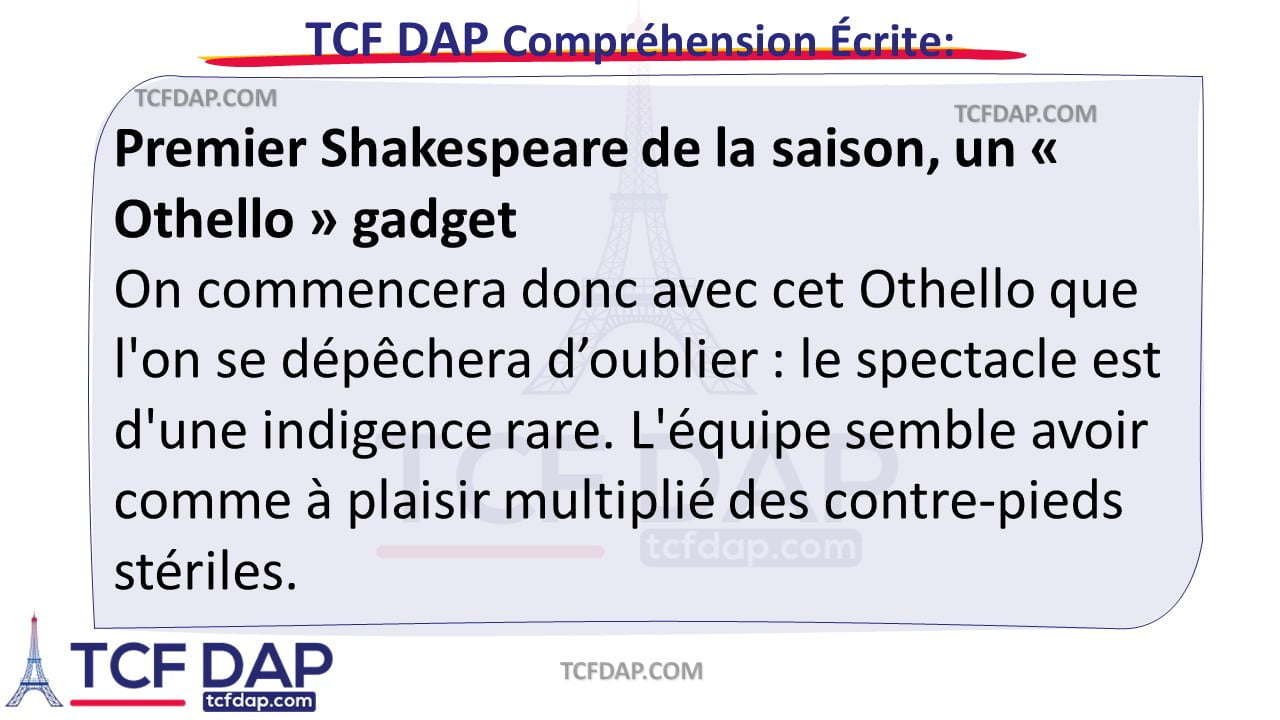 TCF DAP Compréhension Écrite