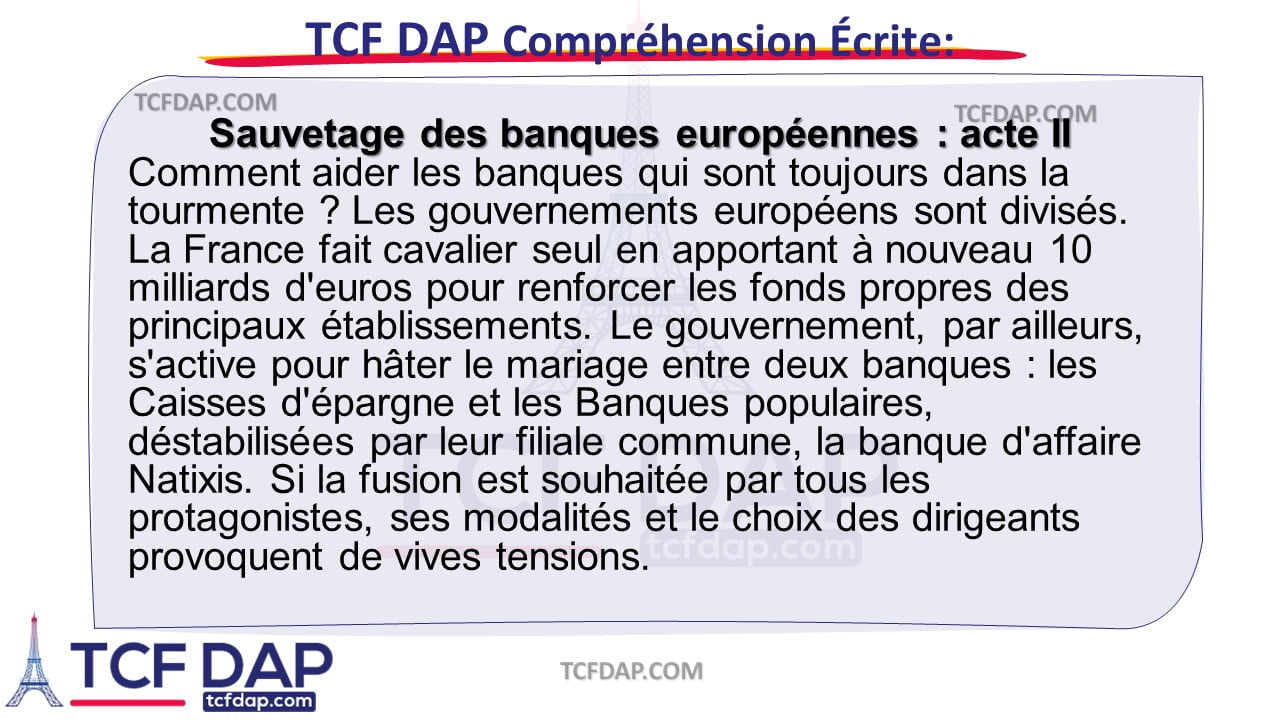 TCF DAP Compréhension Écrite