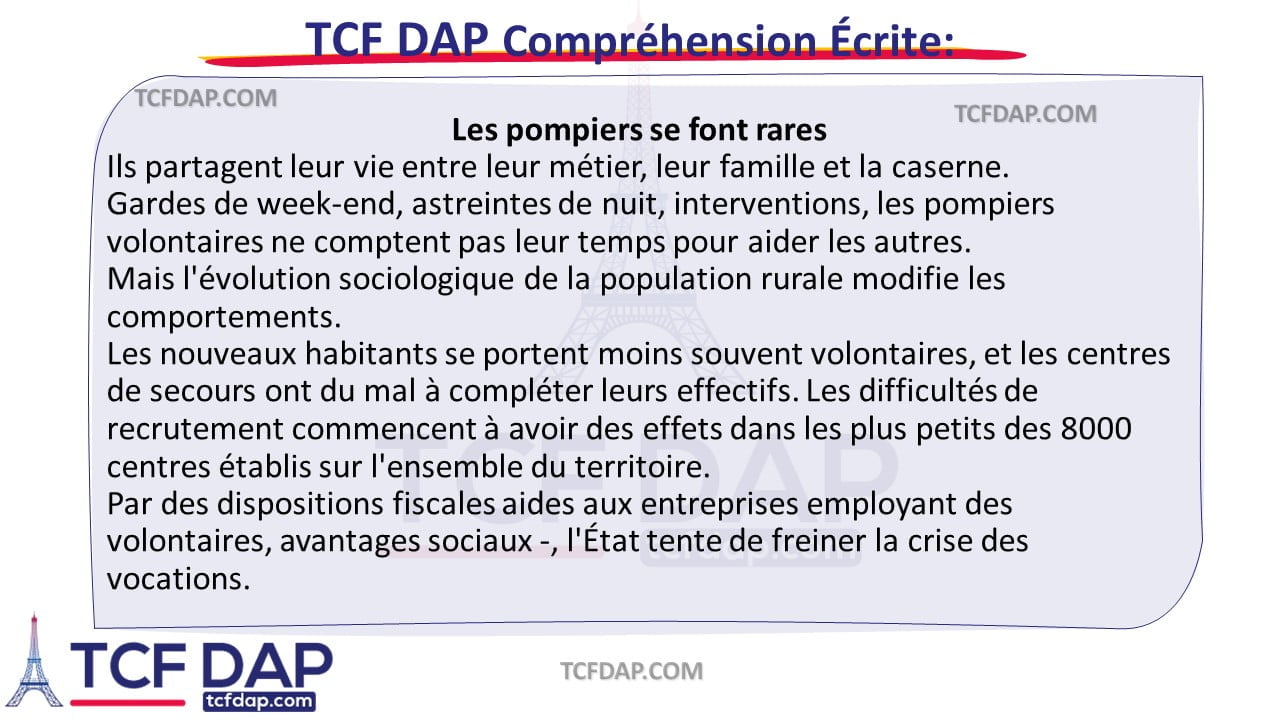 TCF DAP Compréhension Écrite