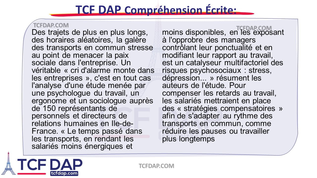 TCF DAP Compréhension Écrite