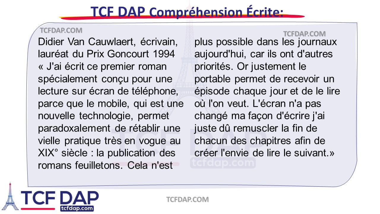 TCF DAP Compréhension Écrite