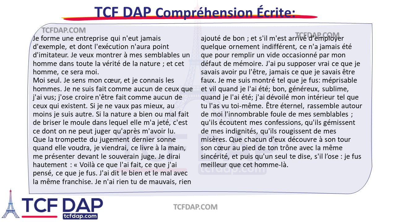 TCF DAP Compréhension Écrite