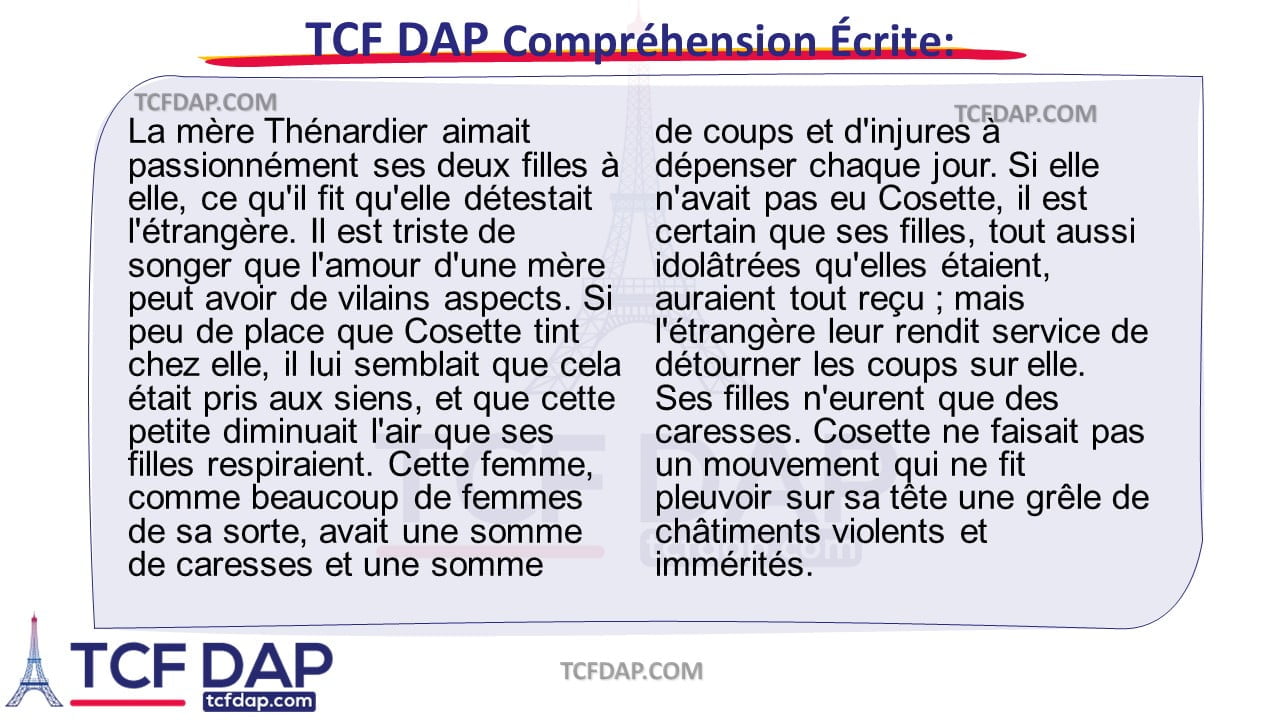 TCF DAP Compréhension Écrite