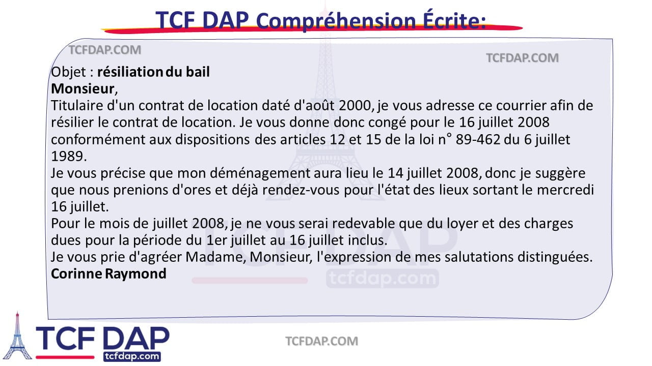 TCF DAP Compréhension Écrite