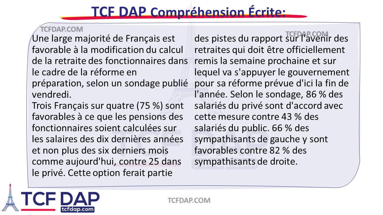 TCF DAP Compréhension Écrite