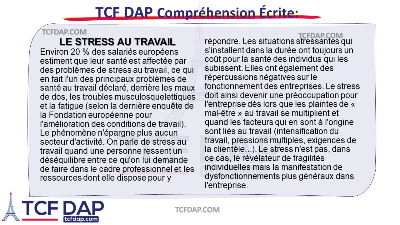 TCF DAP Compréhension Écrite