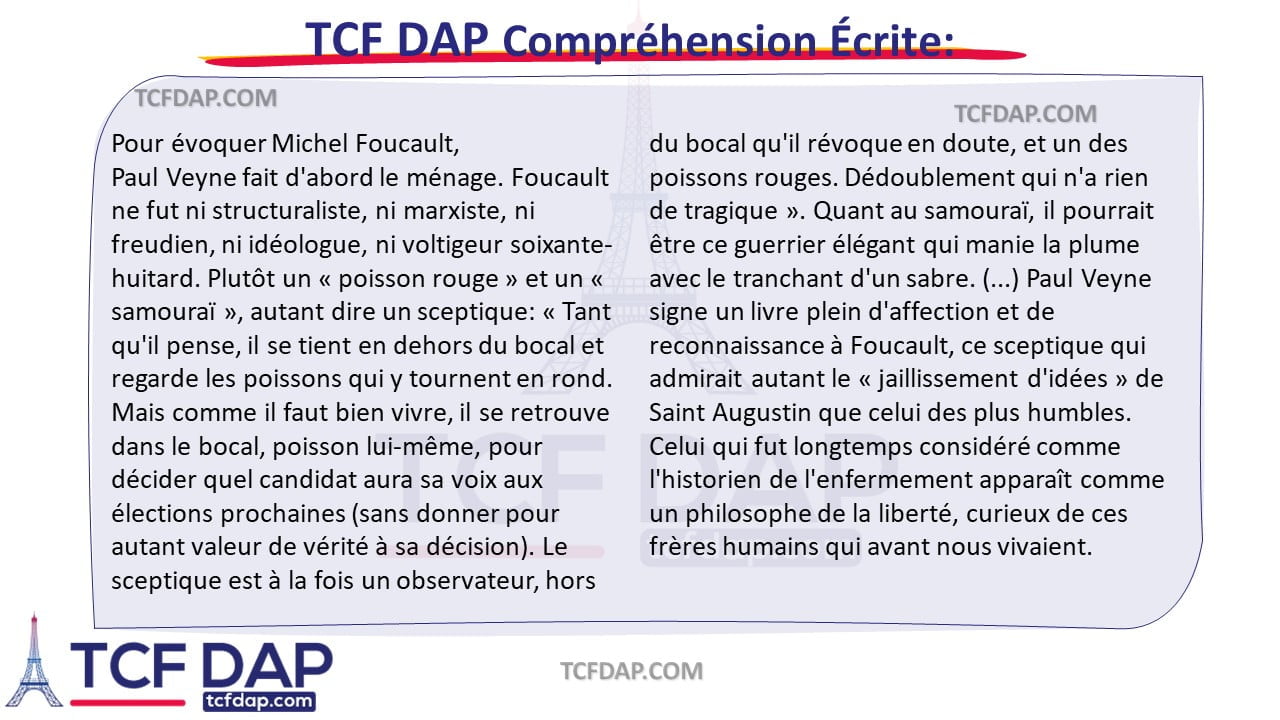 TCF DAP Compréhension Écrite