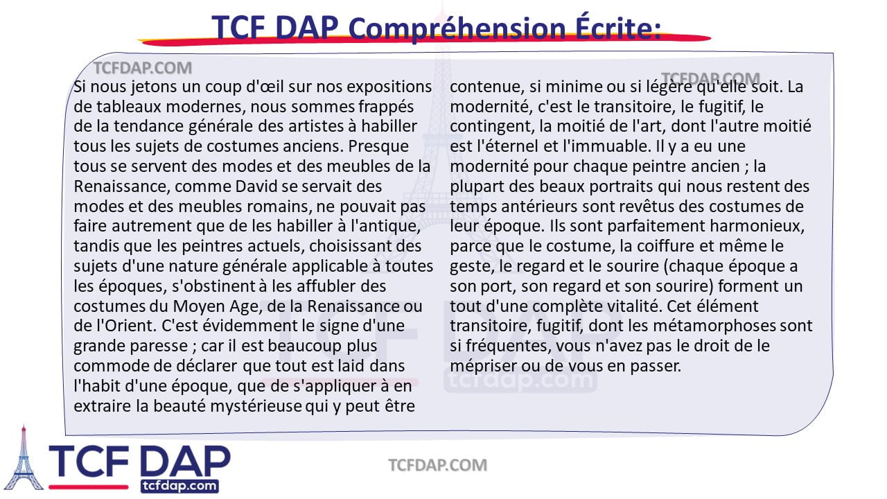 TCF DAP Compréhension Écrite